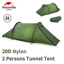 Naturehike tenda de túnel de acampamento para 2 pessoas, tenda de nylon com dupla camada de túnel, 2.6kg, grande espaço, 20d, à prova d'água, área externa, viagem, lobo 2024 - compre barato