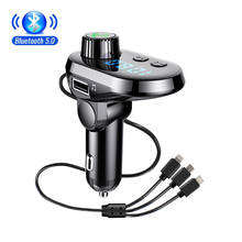 Transmissor receptor automotivo bluetooth 5.0, fm, sem fio, de mãos livres, com 3 portas usb, carregador rápido 2024 - compre barato