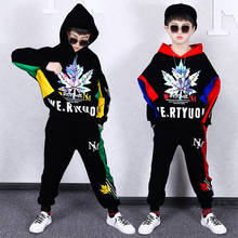 For 6 8 10 12 14 Yrs Boys Girls Spring Outfits Hip-hop Dance Clothes Tracksuit Hoodies Haren Pants Teen Kids Vetement Garcon 2024 - buy cheap