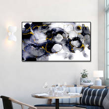 Pintura de tinta abstrata preta e branca, poster de paisagem natural, impressões em tela, pintura de arte de parede para decoração de sala de estar 2024 - compre barato