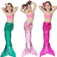 3PCS Children Mermaid Tails For Swimming Party Cosplay Costumes Halloween The Little Mermaid Girls Swimsuit Bikini Bathing Suit 2024 - buy cheap