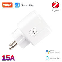 Enchufe inteligente Tuya ZigBee, con temporizador, 15A, 110-250V, para casa inteligente, inalámbrico, Compatible con Alexa y asistente de Google Home 2024 - compra barato