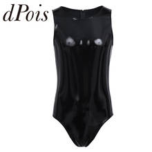 Men Lingerie Wetlook Patent Leather One-piece Sleeveless Leotard Back with Zipper Bodysuit Jumpsuit Male Party Night Clubwear 2024 - buy cheap