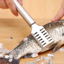 Eliminador de escamas de acero inoxidable, utensilio de cocina creativo, raspador de pescado, cepillo para matar, cuchillo, dientes de tiburón, diseño de 20x3,6 cm 2024 - compra barato