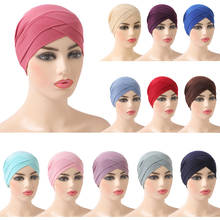 2021 Full Cover Inner Hijab Caps Muslim Stretch Turban Cap Islamic Underscarf Bonnet Solid Color Under Scarf Caps Turbante Mujer 2024 - buy cheap