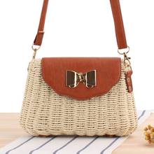 British style new Messenger woven bag butterfly lock buckle straw bag unilateral women's travel holiday beach bag 2024 - buy cheap
