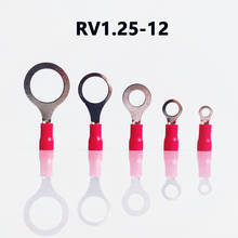 RV1.25-12 de anillo de color rojo terminal aislado, conector de Cable, Terminal de engarce del cable, 100 unids/paquete, Envío Gratis 2024 - compra barato