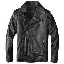 2021 Men's Genuine Leather Jackets Black Cowhide Motorycycle Jackets Real Leather Slim fit Coat for Male 2024 - buy cheap
