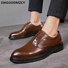 Cabeleireiro masculino, sapatos formais de couro, em estilo oxford, marrom, marca italiana, luxuosa para homens 2024 - compre barato