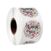 500pcs/roll  floral thank you stickers round flower design seal label scrapbooking birthday's, sticker decoration sticker laptop 2024 - buy cheap