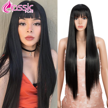 Classic Plus 32Inch Natural Long Straight Wig for Women Synthetic Wig Ombre Orange Black Blonde Cosplay Wig Heat Resistant Fiber 2024 - buy cheap