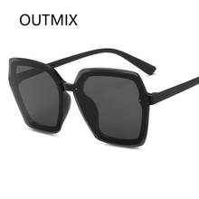 OUTMIX-gafas de sol cuadradas Vintage para mujer, lentes transparentes con marco grande, gradiente, de marca de diseñador, color negro 2024 - compra barato