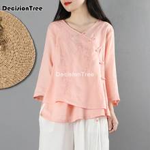 2022 chinese clothing women qipao blouse tangzhuang ancient cheongsam cotton linen blouse oriental hanfu chinese style blouse 2024 - buy cheap