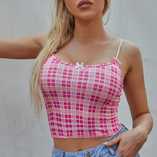 Sexy Vintage Plaid slip e girl Summer corset crop top women beach club party tank top mujer bralette clothes bustier woman tops 2024 - buy cheap