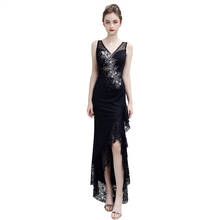 Hot Women's Stylish Embroidery Deep V-neck Lace Banquet Dress 2020 New Slim Irregular Evening Long Dress Sleeveless Party Dress 2024 - buy cheap