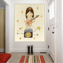 Citon Yoshitomo Nara《Guitar Girl》Canvas Oil painting Artwork Poster Picture Modern Wall decor Home Living room Decoration 2024 - buy cheap