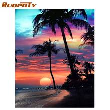 RUOPOTY Diamond Painting Seaside Full Square Sunset Diamond Embroidery Mosaic Sale Landscape Decor For Home 2024 - buy cheap