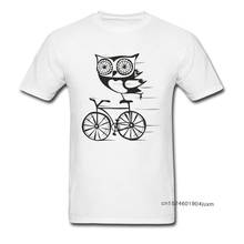 Owl By Bicycle T Shirt Men Super Funny T-shirts Custom Simple Casual Cartoon Tops Tees Summer White Tshirt Cotton Clothes New 2024 - buy cheap