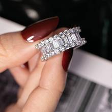 925 SILVER PAVE Emerald cut FULL SQUARE CZ ETERNITY BAND ENGAGEMENT WEDDING Ring Simulated Diamond JEWELRY Size 5,6,7,8,9,10 2024 - buy cheap