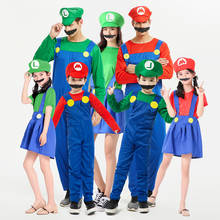 Disfraz de super Mario para niños, traje de dibujos animados para Halloween, juego de rol para padres e hijos 2024 - compra barato