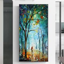 100% Hand Painted Blue Trees Landscape Oil Paintings On Canvas Modern Abstract Wall Art Pictures For Living Room Home Decoration 2024 - buy cheap