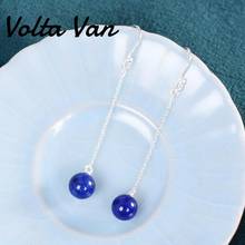 Volta Van 925 Sterling Silver Women Drop Earrings Pendientes Plata Lapis Lazuli Elegant 2022 New Fine Jewelry Concise Earrings 2024 - buy cheap