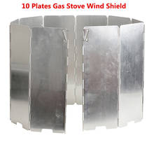 10 Plates Outdoor Gas Stove Wind Shield Foldable Camping Cooking Windproof Portable Aluminium Alloy Picnic Stove Windshield 2024 - buy cheap