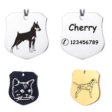 Placa de identificación personalizada para perros y gatos, placa antipérdida con forma de insignia, accesorios para Collar de cachorros, de acero inoxidable 2024 - compra barato