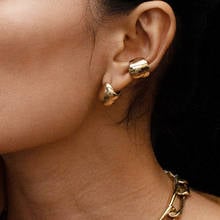 New Hot Sale Fashion C Shape Clip Earrings For Women Luxury Gold 585 Silver Color Without Piercing Earrings Jewelry Punk Style 2024 - buy cheap