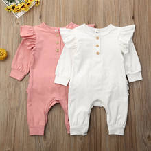 Cotton Newborn Baby Girl Autumn Winter Clothes Long Sleeve Ruffle Romper Solid Color Outfit Cute Baby Girl Rompers 2024 - buy cheap