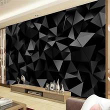 Personalizado foto papel de parede mural 3d triângulo preto geometria padrão sala tv fundo murais decoração da sua casa 2024 - compre barato