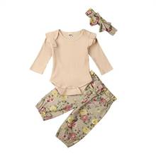 3-18M recién nacido bebé niña volantes mameluco Floral pantalones diadema ropa 2024 - compra barato