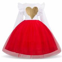 Рождественское платье с длинными рукавами для девочек Детские платья принцессы с блестками и сердечками для девочек от 3 до 8 лет, Vestidos, Рождественский новогодний костюм 2024 - купить недорого