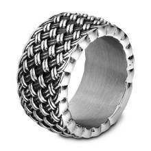 Anillo de cadena giratorio de plata para hombre, eslabones de acero inoxidable, textura de neumático, Punk, alianza para hombre, 316L 2024 - compra barato