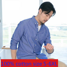 Camisas de manga larga para hombre, camisas casuales de alta calidad, 100% algodón puro, holgadas, a rayas, tallas grandes S, M, L, XL, 2XL, 3XL, 4XL, 5XL, 6XL 2024 - compra barato