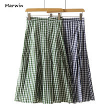 Женская эластичная юбка-трапеция в клетку Marwin & Friend, двухцветная юбка в стиле Хай-стрит с принтом, весна-лето 2024 - купить недорого