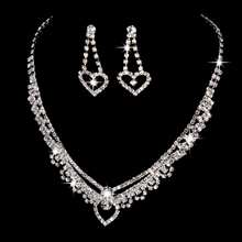 Crystal Love Heart Drop Earrings Pendant Choker Unique Design Bridal Jewelry Sets Wedding Engagement Party Elegant Jewelry Set 2024 - buy cheap