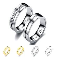 AsJerlya Trendy Wedding Bands Rings For Women Men Love Gifts Silver Gold Color Stainless Steel Crystal Promise Couple Jewelry 2024 - buy cheap