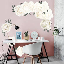 1PC White Peony Rose Flowers Wall Sticker Vintage Wall Stickers For Bedroom Living Room Decals Mural Home Decor kid Girls Gift 2024 - buy cheap