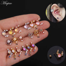 Miqiao-pendientes de circonia de Color de acero inoxidable, Piercing exquisito para el cuerpo, joyería, 2 uds. 2024 - compra barato