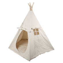 Tienda de campaña portátil para niños y niñas, casa de juegos india de lona y algodón, Tipi pequeño, decoración para habitación 2024 - compra barato