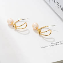 Jaeeyin 2021 Wire Knot White Freshwater Pearl Gold Color Stud Earrings Bowknot Hand Made Girl's Gift New Arrivals 2024 - buy cheap