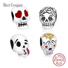 Berloque Sterling Silver 925 Skull Beads Charms Fit Original Charm Bracelet Necklace Jewelry Making Halloween Gift bijoux femme 2024 - buy cheap