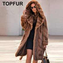 TOPFUR Winter Long Coat Real Fur Coat With Belt Natural Mink Fur Coat With Fur Hood Women Full Sleeves Real Fur Customized 2024 - buy cheap