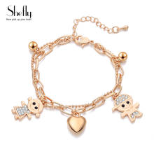 Pulseira de ouro feminina, bracelete multicamadas com corações, joias de mão e menino 2024 - compre barato