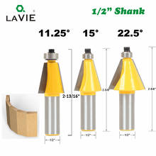 LAVIE 1 шт. 1/2 "хвостовик 11,25 15 22,5 градусов фаска и коническая фреза для отделки кромки бит две флейты Деревообработка помолка, резка бит 2024 - купить недорого