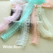 8CM Wide New Embroidery Lace Flower Tulle Lace Fabric Trim Ribbon DIY Sewing Ruffle Applique Collar Dubai Dress Guipure Decor 2024 - buy cheap