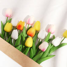 Ramo de flores artificiales de tulipán para decoración de boda, tulipanes falsos de látex, 10 unidades 2024 - compra barato