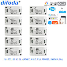 difoda 10PCS RF Wifi 433MHz  Wireless Remote Switch 10A/2200W ON/Off Delay Smart Home Light APP Controller For Google Home Alexa 2024 - buy cheap