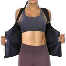 Colete sauna modeladora de suor, roupa feminina sauna modeladora de cintura com zíper, camiseta modeladora de treino para perda de peso 2024 - compre barato